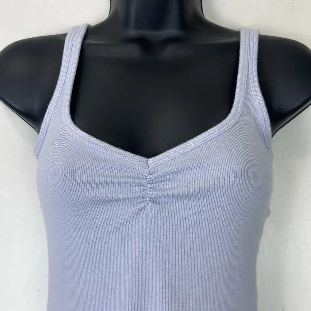 Lululemon Hold Tight Sweetheart Tank Top Serene Blue Sz 4 Ribbed LW1FR5S Casua